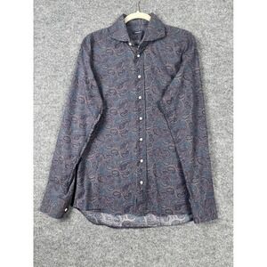 Suitsupply Shirt Mens 15.5/39 Purple Blue Paisley Button Down Tessitura Monti